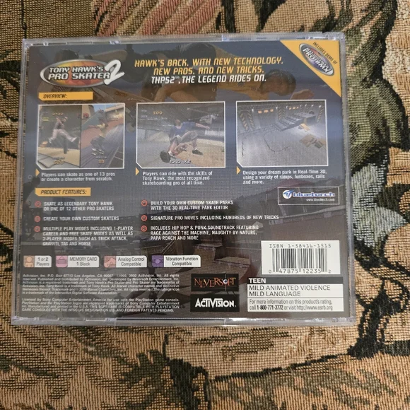 Tony Hawk's Pro Skater 2 for PlayStation - Black original great condition